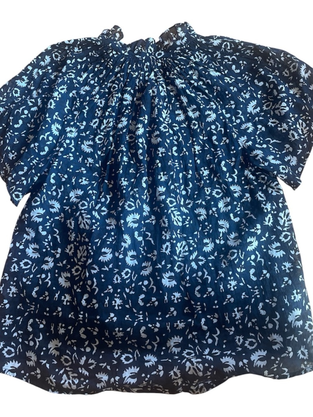 Apiece Apart Navy and White Floral Gathered Yoke Blouse - Picture 2 of 2